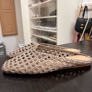 Nicole Miller Beige Woven Mules